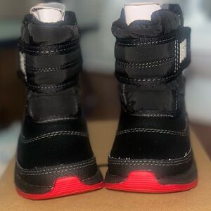 UGG Kids Black Winter Boots with Red Soles
